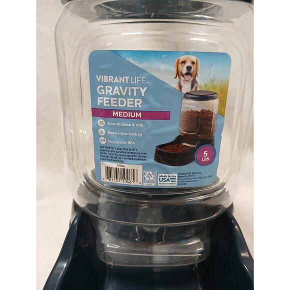 Vibrant Life Gravity Pet Feeder Sz Medium Dog Cat Water Food Dispenser Portable - Picture 2 of 16